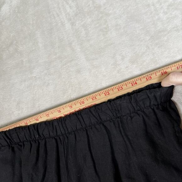 Bryn Walker 100% Linen Black Pants Women's Size XXS Wide Leg Crop Pockets - Picture 10 of 10